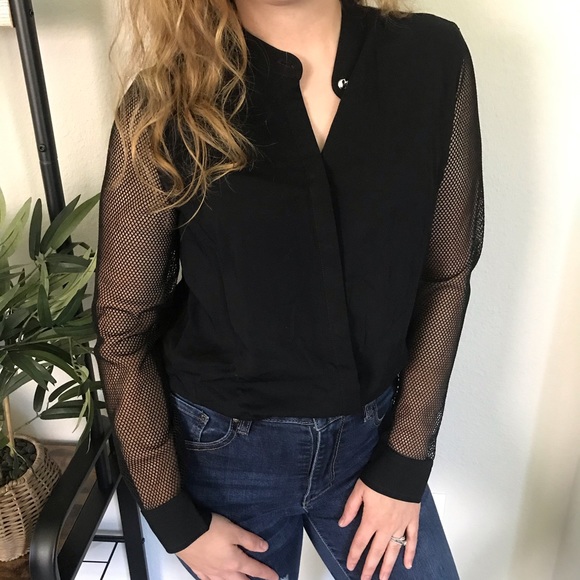 Rock & Republic skull fishnet button down - Picture 1 of 5